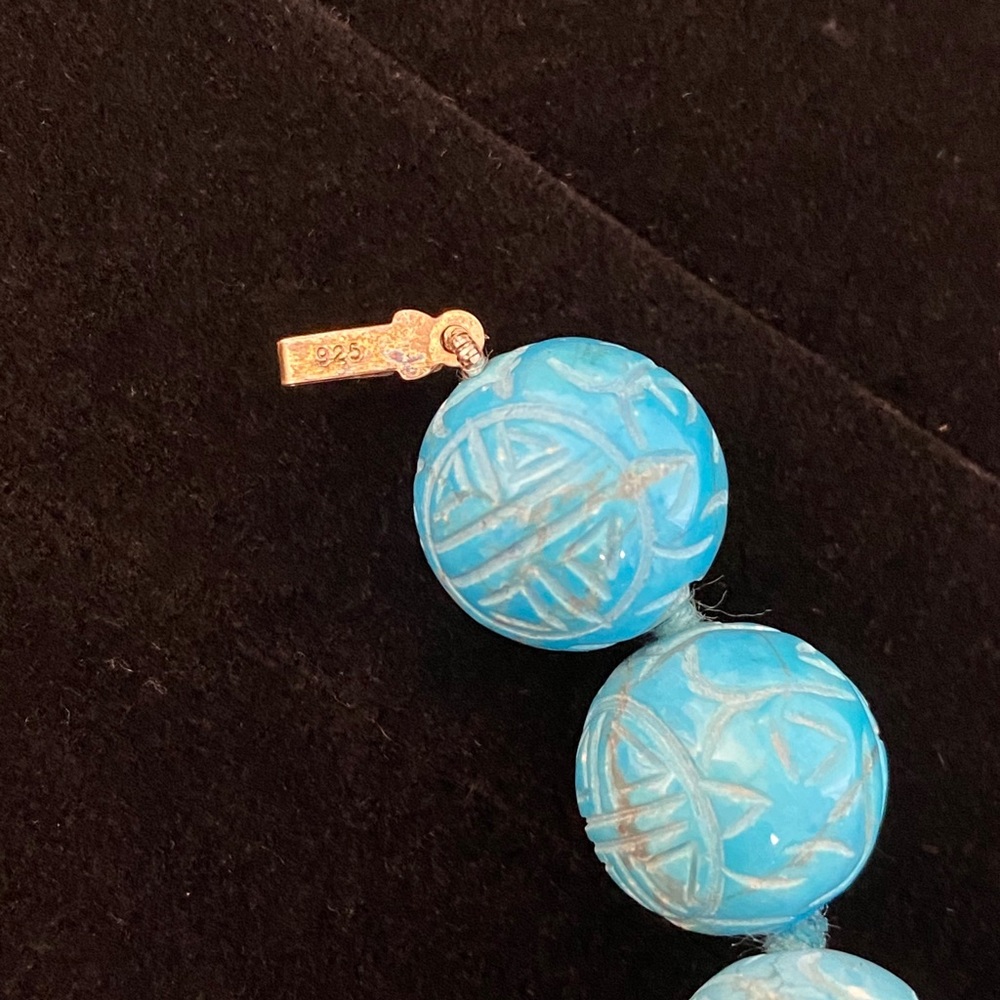 ๐HP๐ Shou Carved Turquoise 925 Silver Necklace - Picture 7 of 16